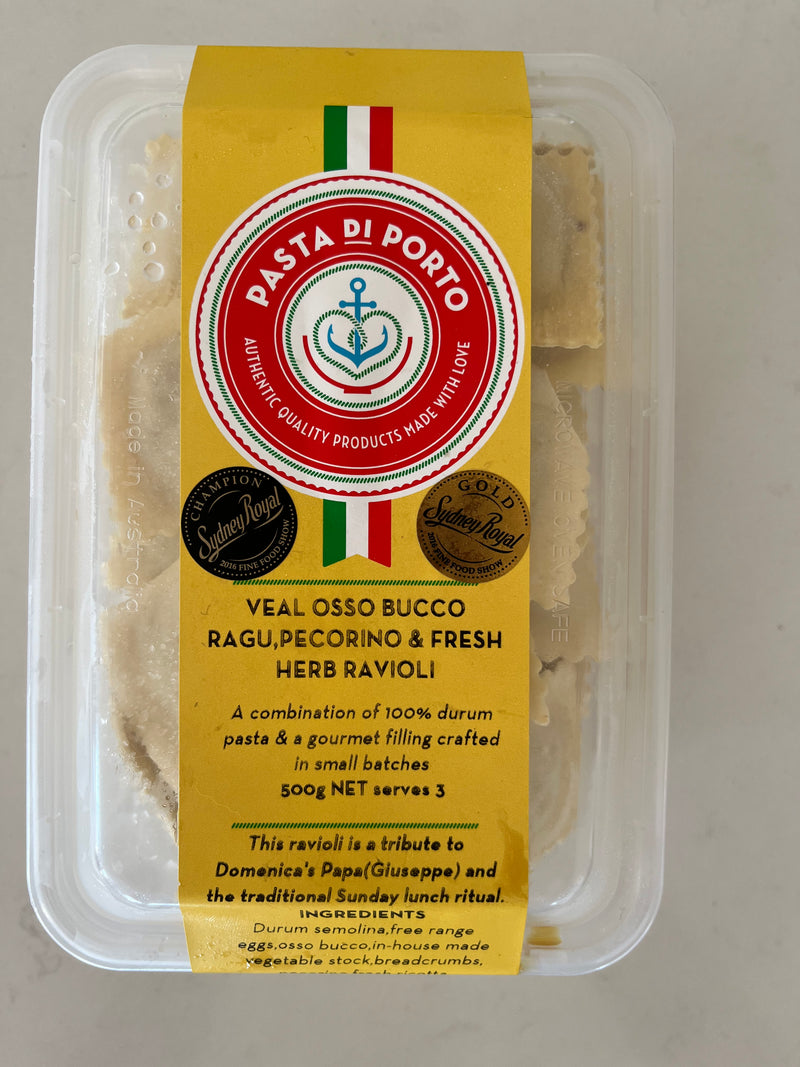 Ravioli Veal Osso Bucco Ragu,Pecorino and fresh Oregano